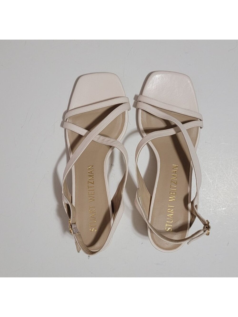 NEW Stuart Weitzman Oasis 50 Block Sandals Simple Neutral Luxury Chic Womens 9.5